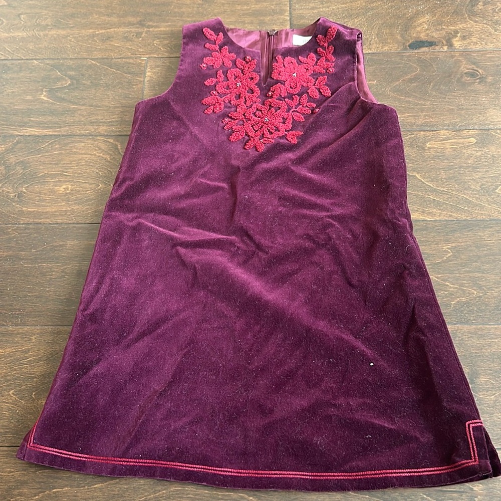 Linea Girls Burgundy Velvet Cotton Party dress 8-9 years 4121